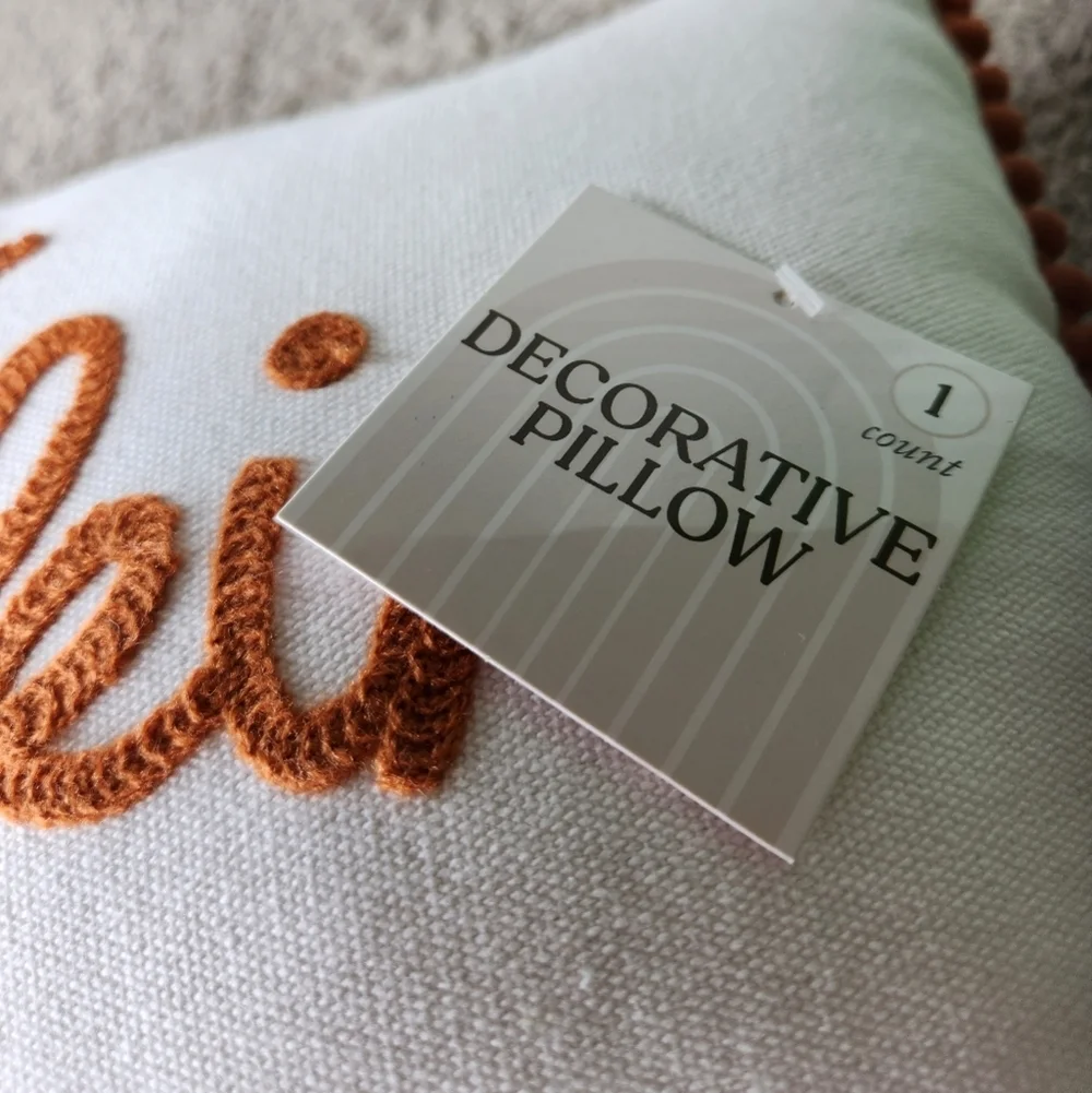 2 Fall Decorative Pillows (1 Pumpkin Pillow & 1 Orange Squares Pillow)